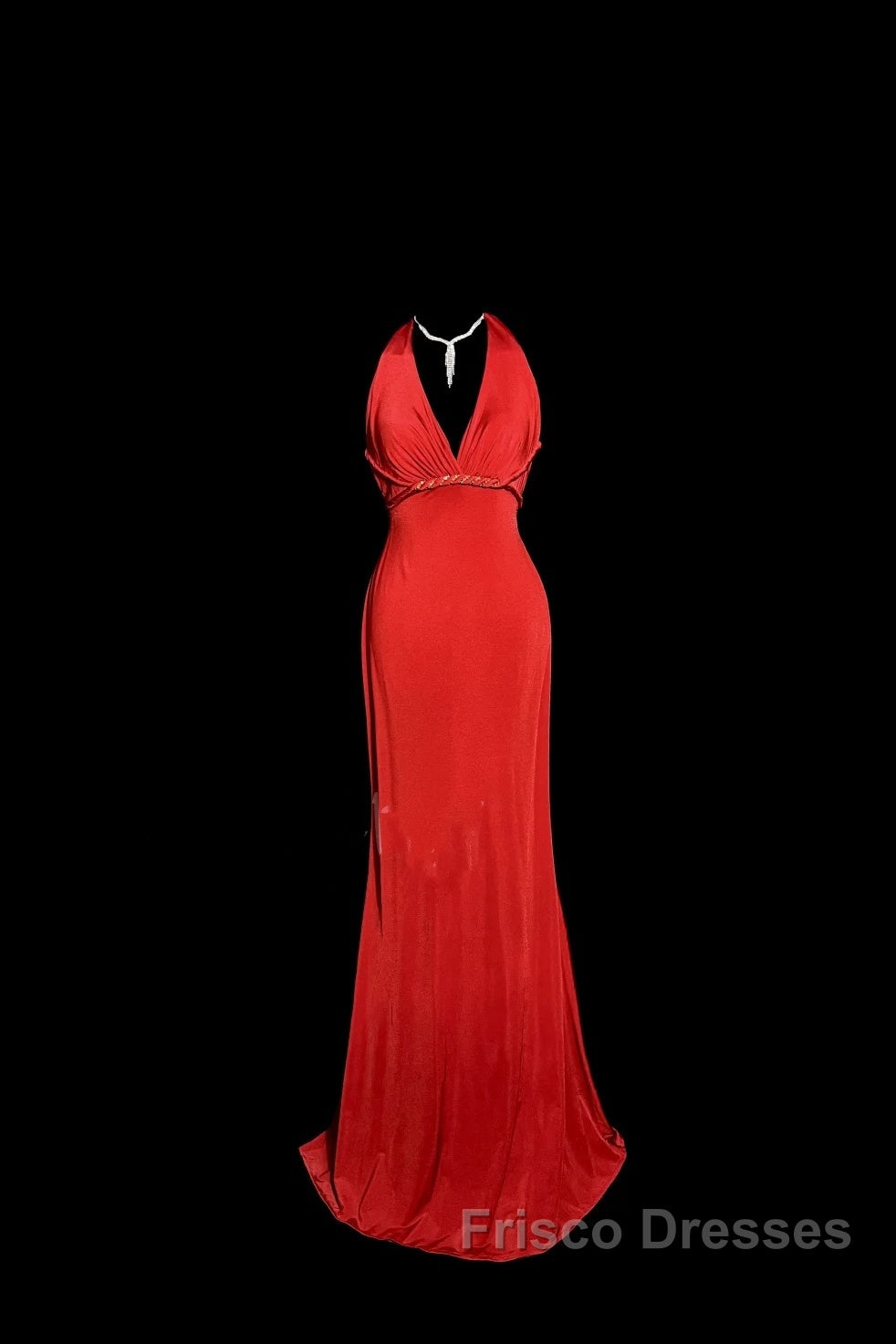 Vintage Mermaid Halter Satin Red Formal Prom Gown Fairy Formal Prom Dress Secondary image