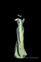 Vintage Mermaid Off The Shoulder Green Long Formal Prom Gown Fairy Formal Prom Dress