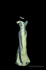 Vintage Mermaid Off The Shoulder Green Long Prom Gown Fairy Prom Dresses