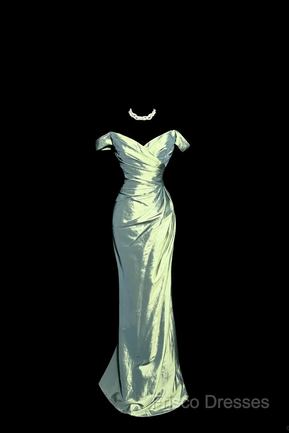 Vintage Mermaid Off The Shoulder Green Long Formal Prom Gown Fairy Formal Prom Dress