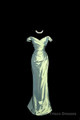 Vintage Mermaid Off The Shoulder Green Long Prom Gown Fairy Prom Dresses