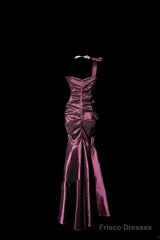 Vintage Mermaid One Shoulder Sleeveless Long Prom Gown Fairy Prom Dresses