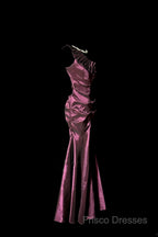 Vintage Mermaid One Shoulder Sleeveless Long Formal Prom Gown Fairy Formal Prom Dress