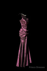 Vintage Mermaid One Shoulder Sleeveless Long Prom Gown Fairy Prom Dresses
