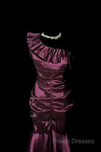 Vintage Mermaid One Shoulder Sleeveless Long Formal Prom Gown Fairy Formal Prom Dress