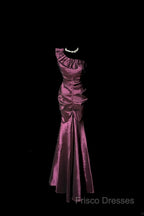 Vintage Mermaid One Shoulder Sleeveless Long Formal Prom Gown Fairy Formal Prom Dress