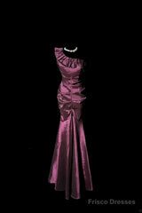 Vintage Mermaid One Shoulder Sleeveless Long Prom Gown Fairy Prom Dresses