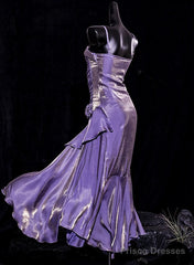 Vintage Mermaid Spaghetti Straps Long Lilac Prom Dresses Birthday Outfits