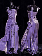 Vintage Mermaid Spaghetti Straps Long Lilac Formal Prom Dress Birthday Outfits
