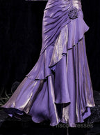 Vintage Mermaid Spaghetti Straps Long Lilac Formal Prom Dress Birthday Outfits