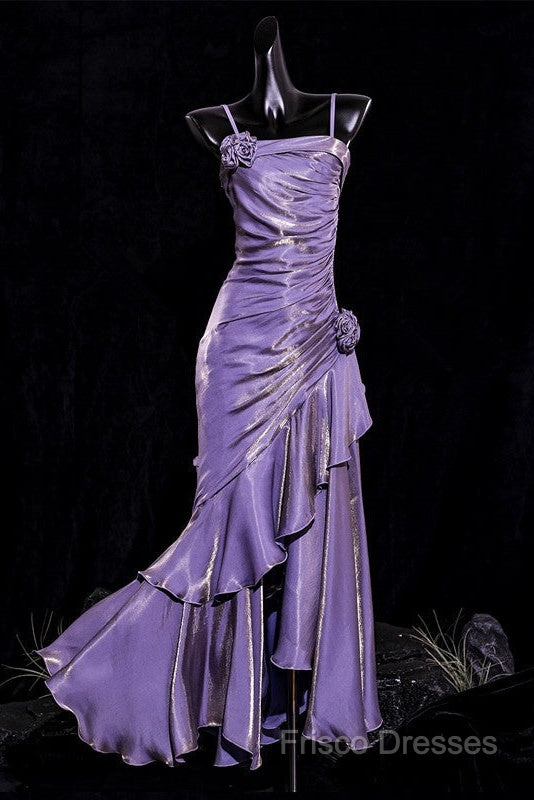 Vintage Mermaid Spaghetti Straps Long Lilac Formal Prom Dress Birthday Outfits