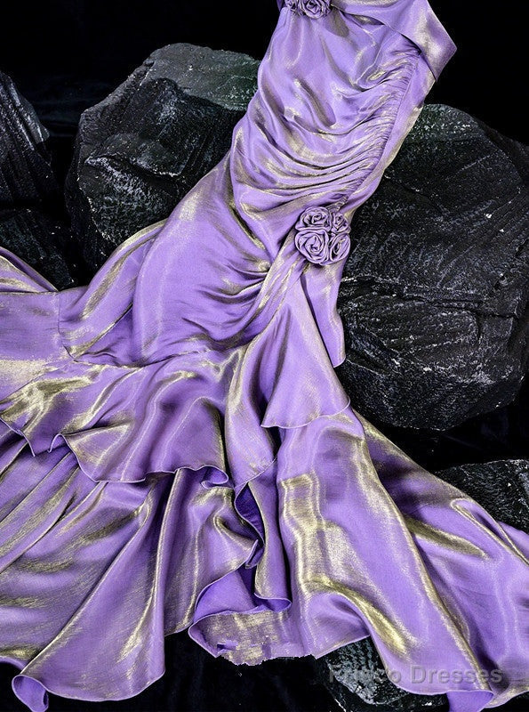 Vintage Mermaid Spaghetti Straps Long Lilac Prom Dresses Birthday Outfits With Ruffles Secondary image