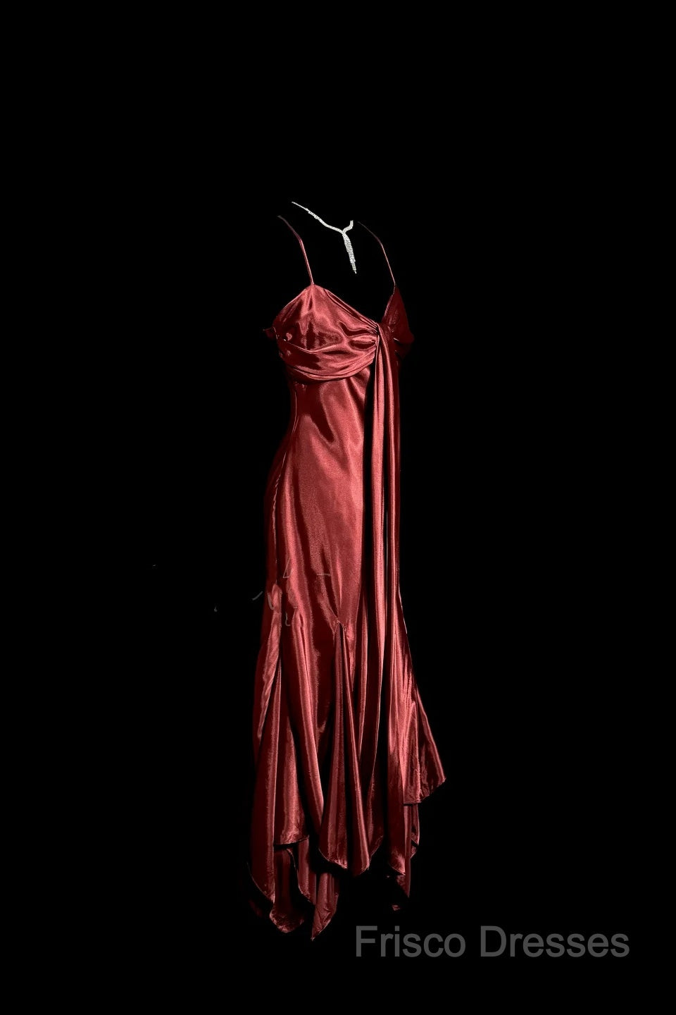 Vintage Mermaid Spaghetti Straps Satin Burgundy Formal Prom Gown Fairy Formal Prom Dress