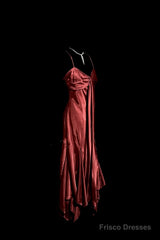 Vintage Mermaid Spaghetti Straps Satin Burgundy Prom Gown Fairy Prom Dresses