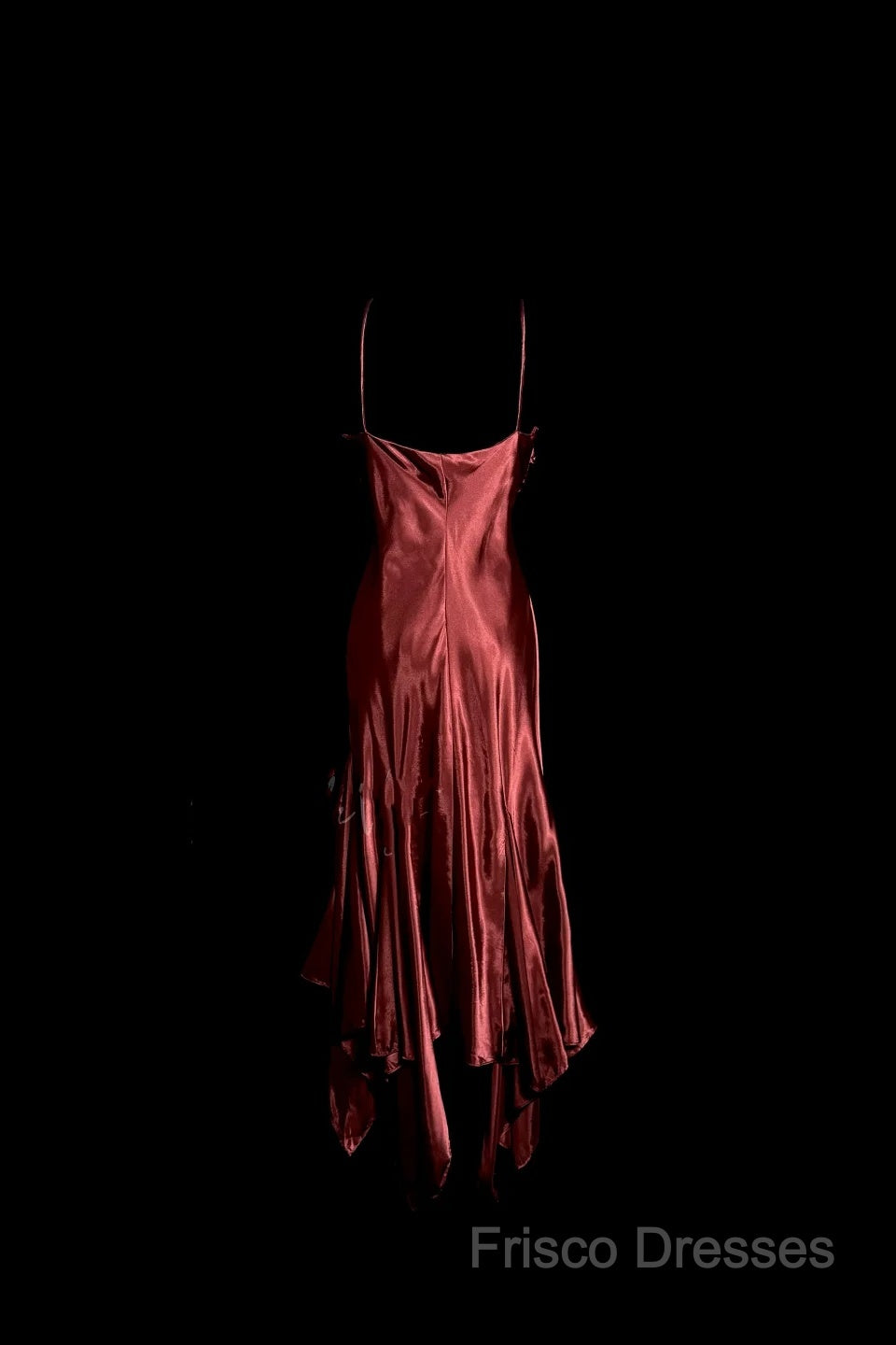 Vintage Mermaid Spaghetti Straps Satin Burgundy Formal Prom Gown Fairy Formal Prom Dress