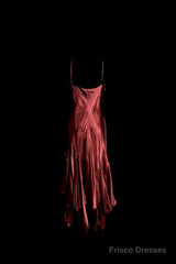Vintage Mermaid Spaghetti Straps Satin Burgundy Prom Gown Fairy Prom Dresses