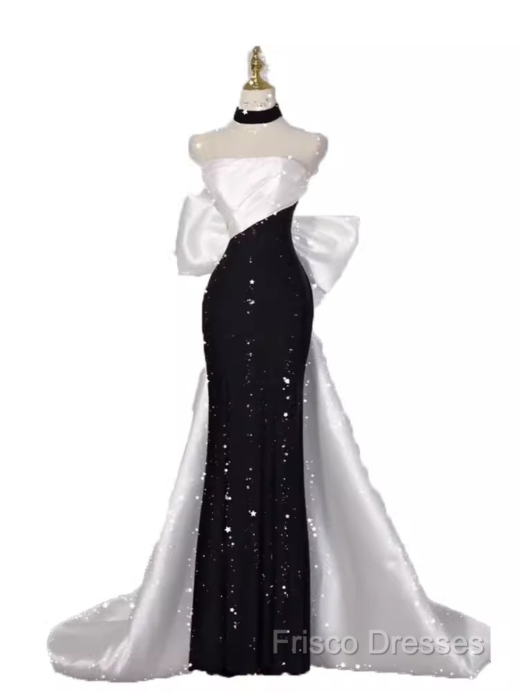 Vintage Mermaid Strapless Sequin Black Long Formal Prom Dress Formal Dress Secondary image