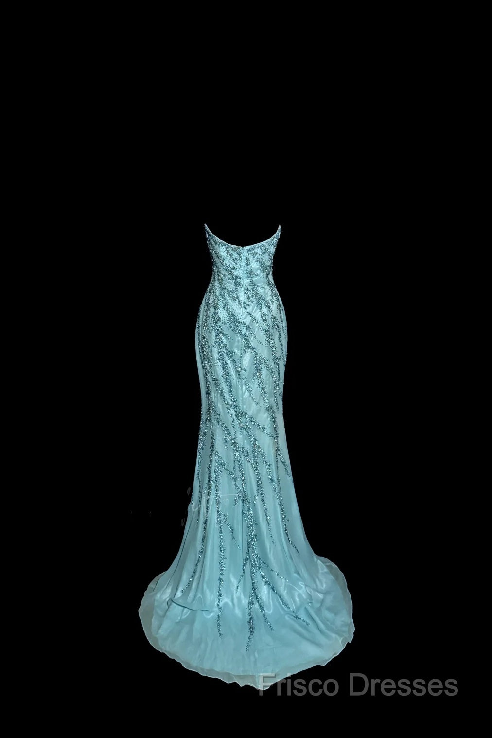 Vintage Mermaid Strapless Tulle Blue Beads Long Formal Prom Gown Fairy Formal Prom Dress Secondary image
