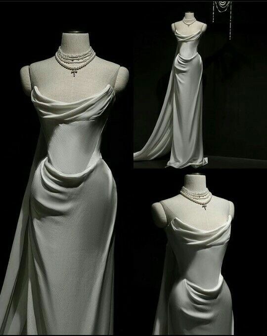Vintage Mermaid Strapless White Satin Long Wedding Dresses With Ruffles Main image