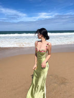 Vintage Mermaid Straps Birthday Party Dresses Ankle Length Bud Green Prom Dresses