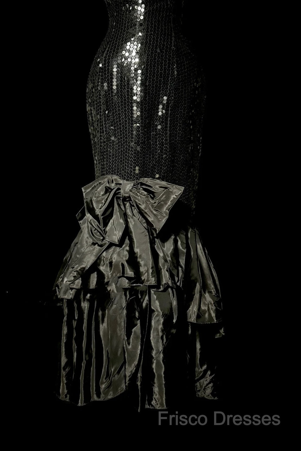 Vintage Mermaid Sweetheart Black Sequin Long Formal Prom Gown Fairy Formal Prom Dress