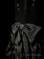 Vintage Mermaid Sweetheart Black Sequin Long Formal Prom Gown Fairy Formal Prom Dress