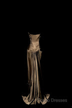 Vintage Mermaid Sweetheart Brown Long Formal Prom Gown Fairy Formal Prom Dress