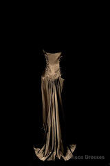 Vintage Mermaid Sweetheart Brown Long Prom Gown Fairy Prom Dresses