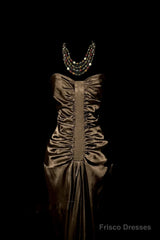 Vintage Mermaid Sweetheart Brown Long Prom Gown Fairy Prom Dresses