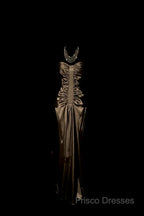 Vintage Mermaid Sweetheart Brown Long Formal Prom Gown Fairy Formal Prom Dress