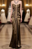 Vintage Mermaid Sweetheart Brown Long Formal Prom Gown Fairy Formal Prom Dress