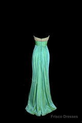 Vintage Mermaid Sweetheart Green Long Prom Gown Fairy Prom Dresses