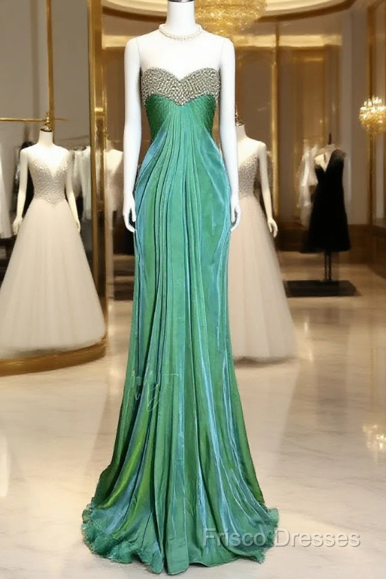 Vintage Mermaid Sweetheart Green Long Formal Prom Gown Fairy Formal Prom Dress Main image
