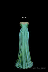 Vintage Mermaid Sweetheart Green Long Prom Gown Fairy Prom Dresses