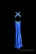 Vintage Mermaid Sweetheart Neckline Royal Blue Satin Backless Formal Prom Gown Fairy Formal Prom Dress