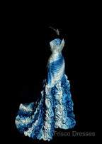 Vintage Mermaid Sweetheart Sleeveless Long Blue Formal Prom Gown Fairy Formal Prom Dress