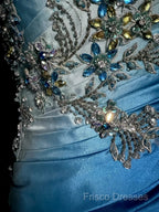 Vintage Mermaid Sweetheart Sleeveless Long Blue Formal Prom Gown Fairy Formal Prom Dress