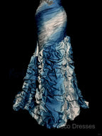 Vintage Mermaid Sweetheart Sleeveless Long Blue Formal Prom Gown Fairy Formal Prom Dress