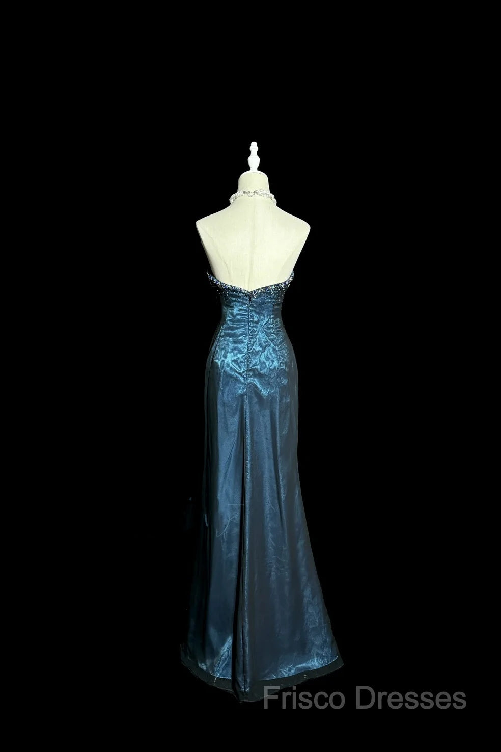 Vintage Mermaid Sweetheart Sleeveless Long Blue Slit Formal Prom Gown Fairy Formal Prom Dress