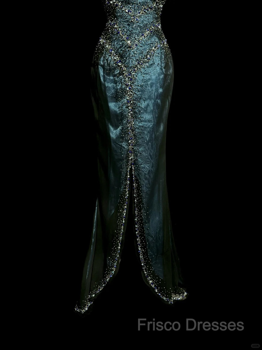Vintage Mermaid Sweetheart Sleeveless Long Blue Slit Formal Prom Gown Fairy Formal Prom Dress