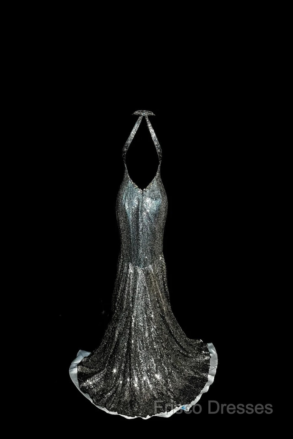 Vintage Mermaid V Neckline Gray Sequin Long Formal Prom Gown Fairy Formal Prom Dress