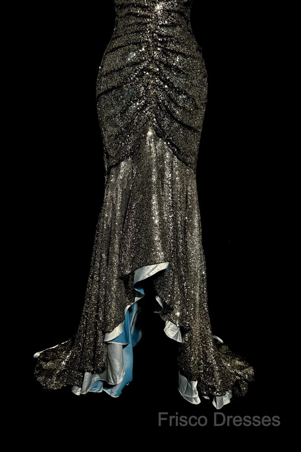Vintage Mermaid V Neckline Gray Sequin Long Formal Prom Gown Fairy Formal Prom Dress