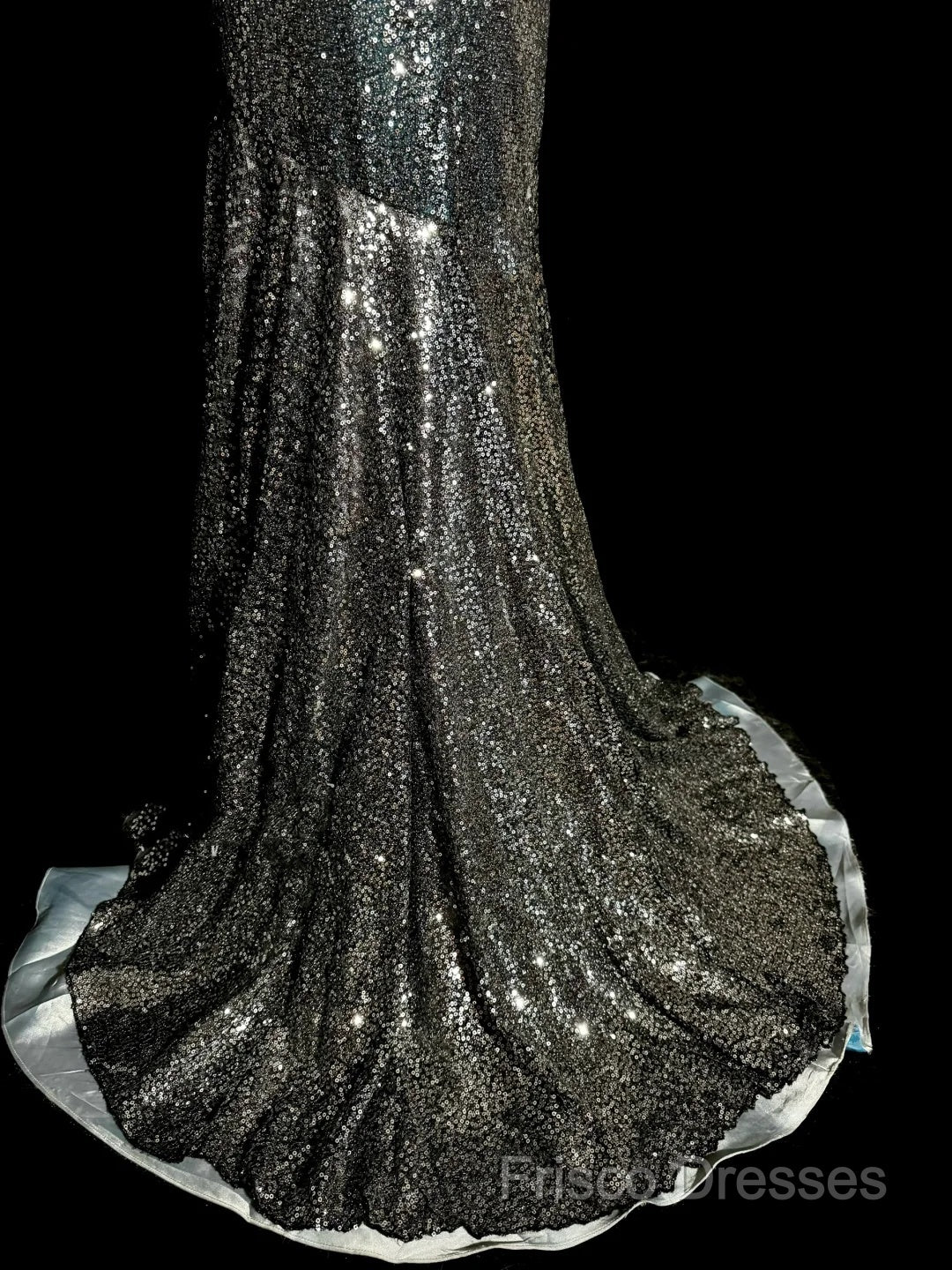 Vintage Mermaid V Neckline Gray Sequin Long Formal Prom Gown Fairy Formal Prom Dress