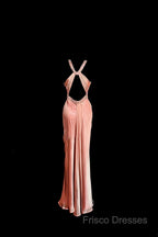 Vintage Mermaid V Neckline Pink Backless Long Formal Prom Gown Fairy Formal Prom Dress