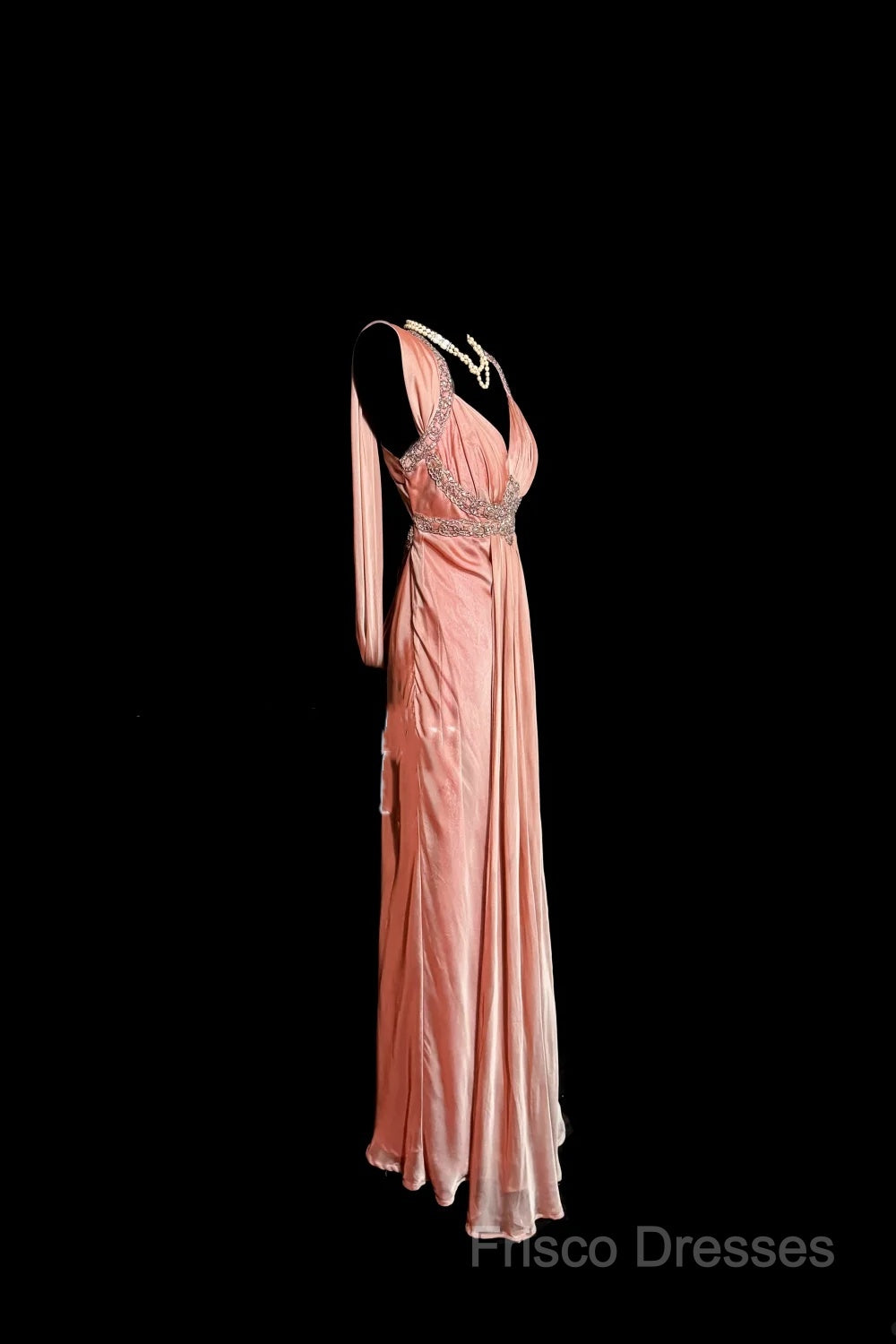 Vintage Mermaid V Neckline Pink Backless Long Formal Prom Gown Fairy Formal Prom Dress