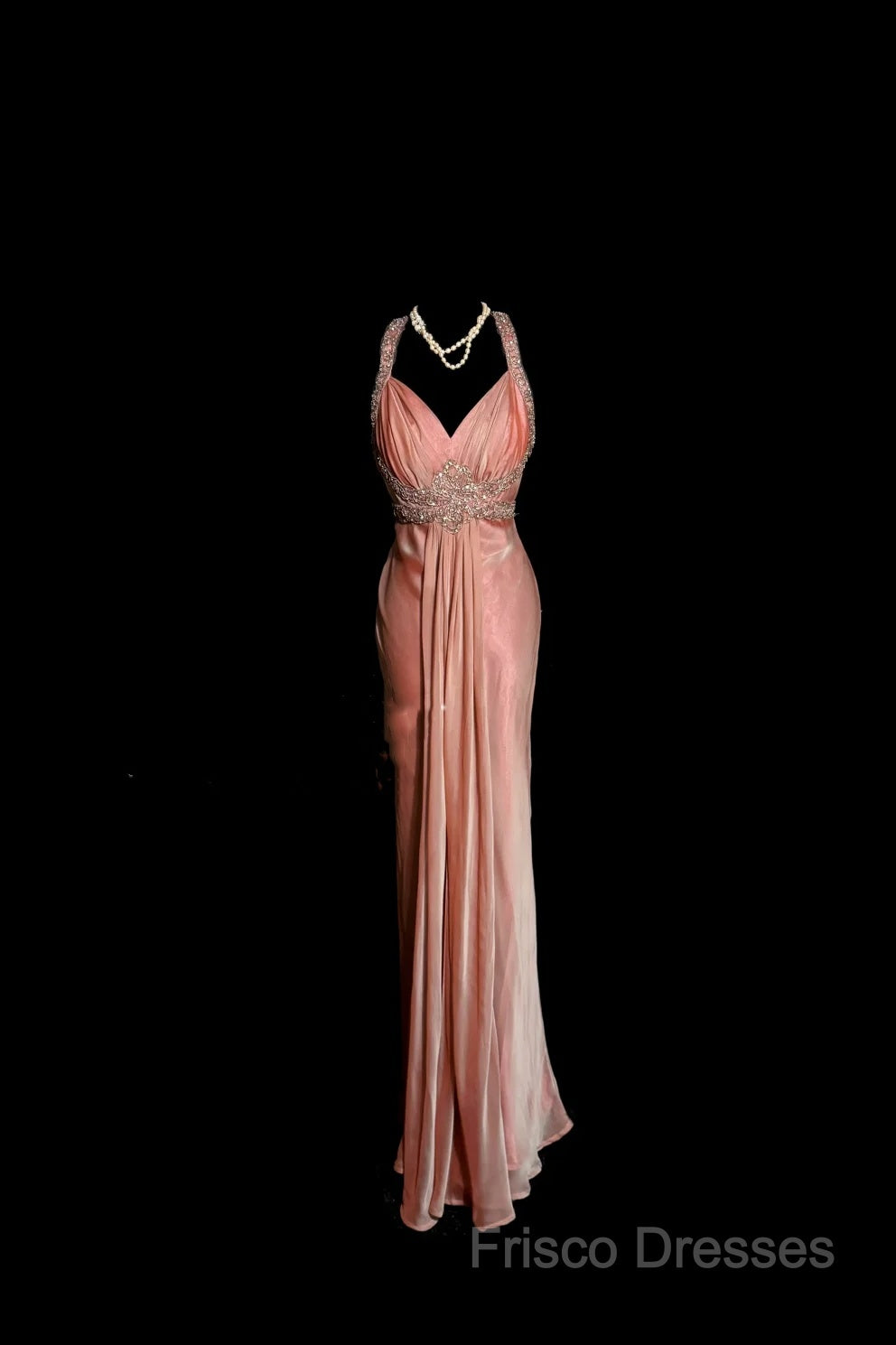 Vintage Mermaid V Neckline Pink Backless Long Formal Prom Gown Fairy Formal Prom Dress