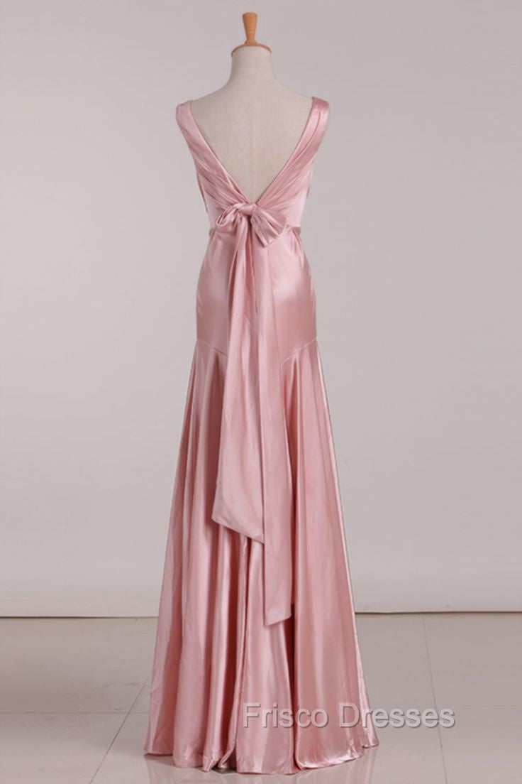 Vintage Mermaid V Neckline Pink Satin Long Formal Prom Dress Party Evening Dress Secondary image