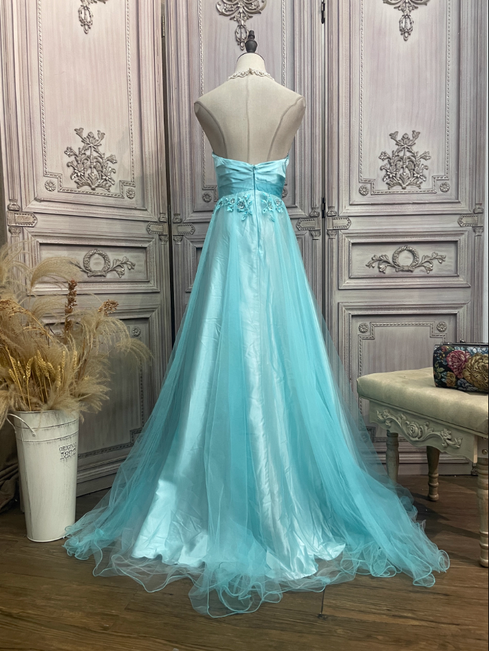ice blue silk cocktail dress Halterless Frill Dress - Ice Blue Silk | CCY currency