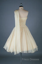 Vintage One Shoulder Organza Homecoming Dress