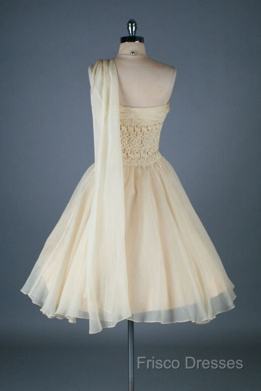 Vintage One Shoulder Organza Homecoming Dress